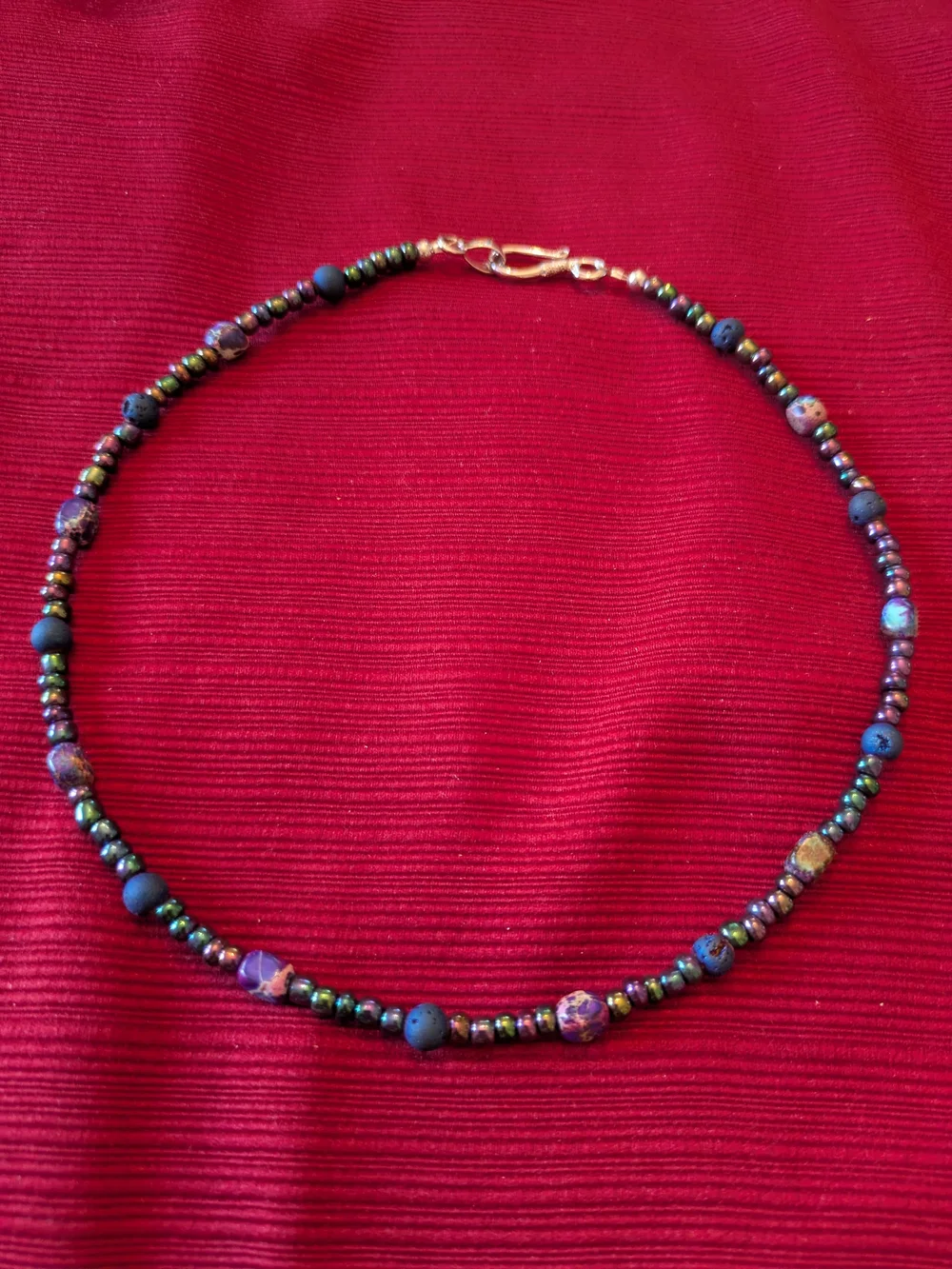 Blue Beaded Necklace and Bracelet Set